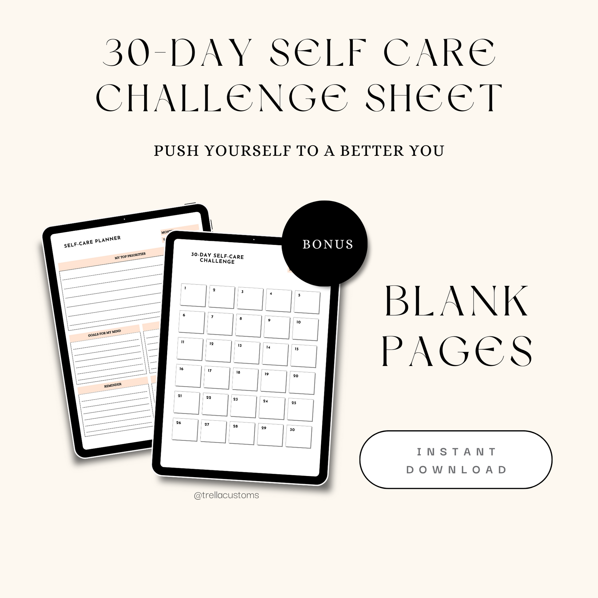 Bonus self-care challenge sheet.